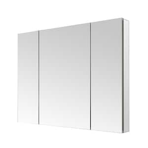 Royale 48 in. W x 36 in. H Rectangular Tri-View Medicine Cabinet with Mirror and 3x Removeable Magnifying Mirror