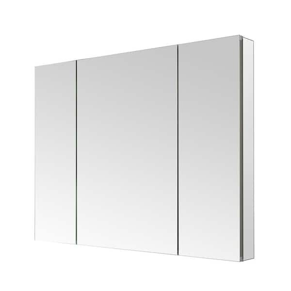 Royale 48 in W x 36 in. H Rectangular Tri-View Medicine Cabinet with Mirror Defogger and 3X Removeable Magnifying Mirror