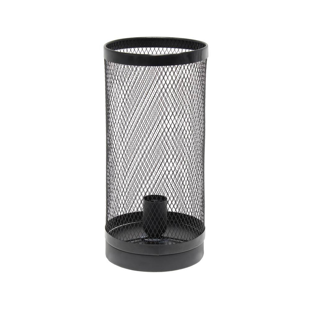 Simple Designs Mesh Cylindrical Steel Table Lamp Black