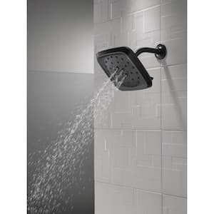 4-Spray Patterns 1.75 GPM 7.69 in. Wall Mount Fixed Shower Head with H2Okinetic in Matte Black