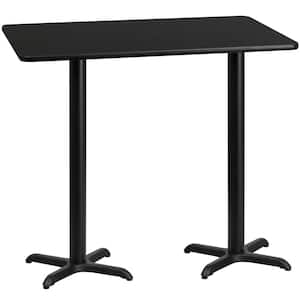 30 in. x 60 in. Rectangular Black Laminate Table Top with 22 in. x 22 in. Bar Height Table Bases