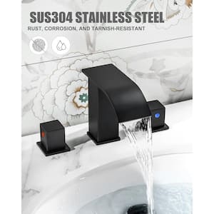 Waterfall 8 in. Widespread Double Handle Bathroom Faucet in Black