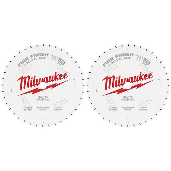 Milwaukee 7-1/4 in. x 40-Tooth Fine Finish Circular Saw Blade (2-Pack)