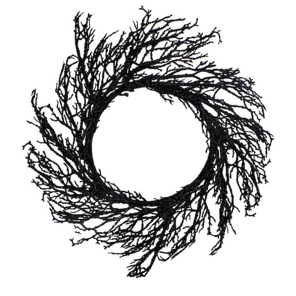 Northlight 24 in. Black Unlit Twig Artificial Halloween Wreath
