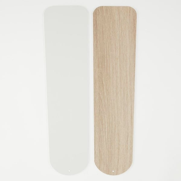 52 in. White/Oak Reversible Indoor/Outdoor Reversible Replacement Fan Blades (5-Pack)