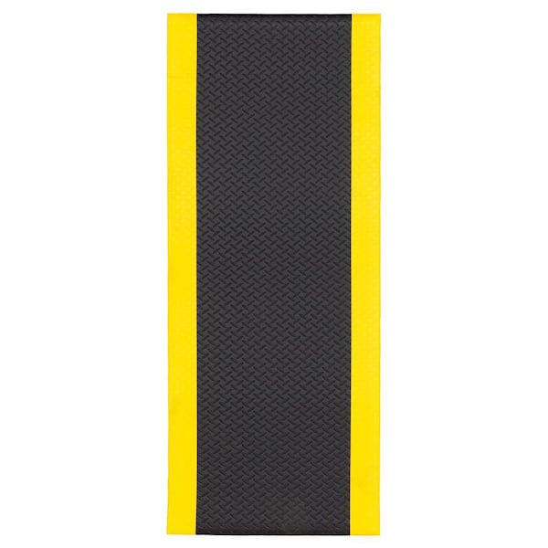 Footlover Diamond Black/Yellow Stripe 24 in. x 60 in. Vinyl Indoor/Outdoor Anti Fatigue Mat