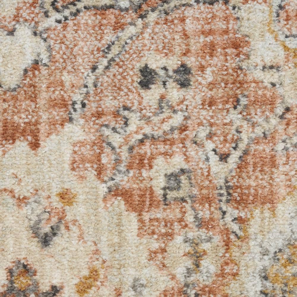 Rust Rectangular 6' x 9' Synthetic Floral Area Rug