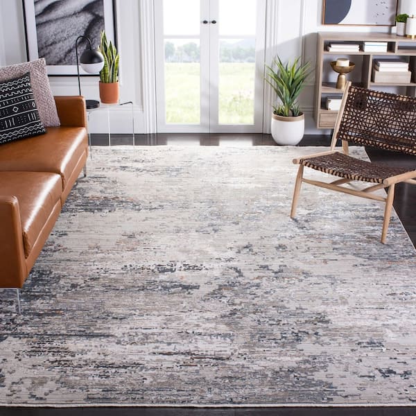 Princeton 9 ft. x 12 ft. Gray/Ivory Distressed Marble Area Rug