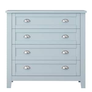 37.8 in. W x 17.7 in. D x 36.3 in. H Blue Linen Cabinet with Drawers for Living Room Kitchen