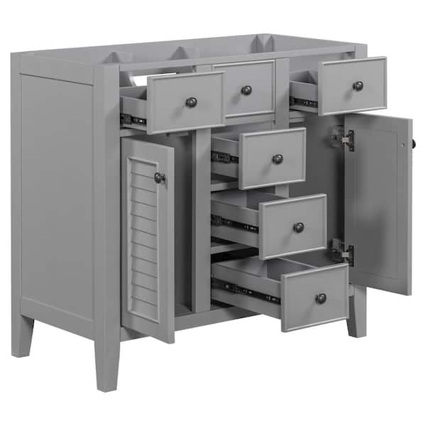 Kahomvis 35 in. W x 17.9 in. D x 33.4 in. H Bath Vanity Cabinet without Top in Gray