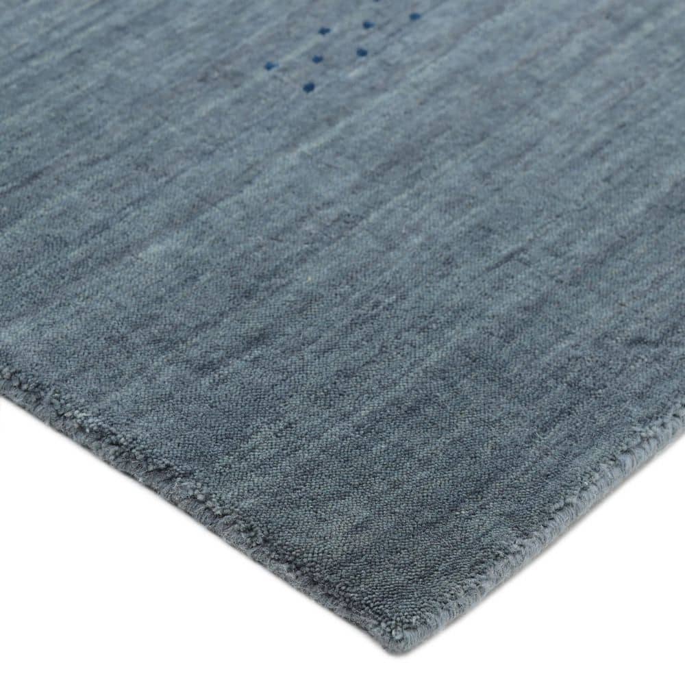 Slate Grey Geometric Hand-Knotted Wool Area Rug 6' x 9'