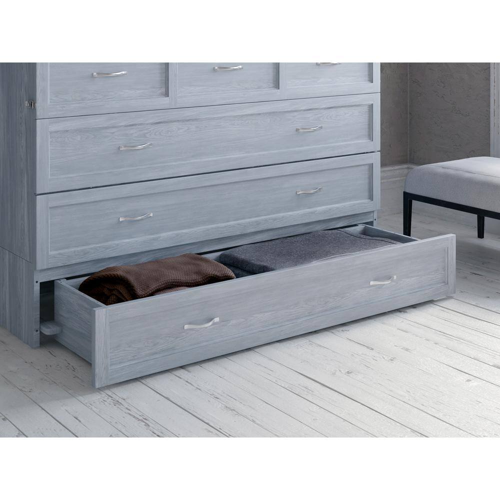 Driftwood Queen Murphy Bed Chest with Storage Drawer
