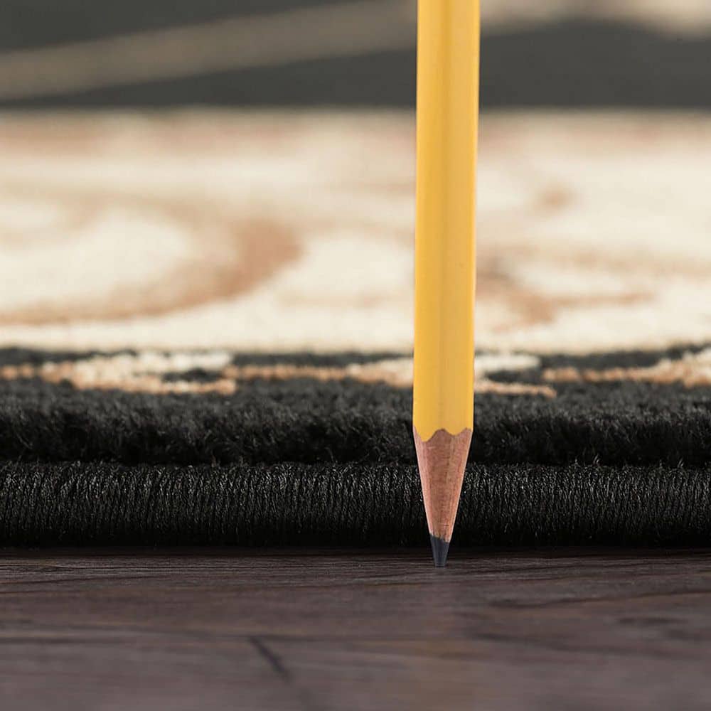 Sensation Traditional Black Swirl 5'3" Octagon Synthetic Rug