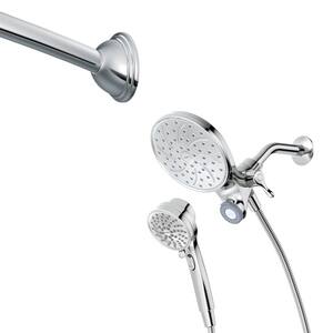 Attract 6-spray 6.75 in. Dual Shower Head and Handheld Shower Head with 5’ Curved Shower Rod in Chrome