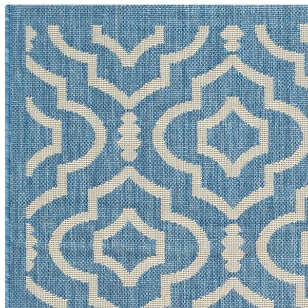 Blue Indoor/Outdoor Geometric rug by Safavieh Courtyard in 4'x6'
