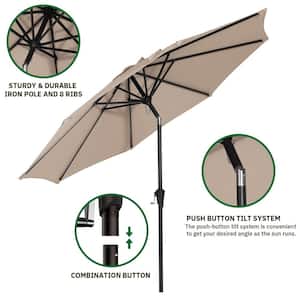 10 ft. Market Patio Umbrella with Push Button Tilt and Crank in Beige