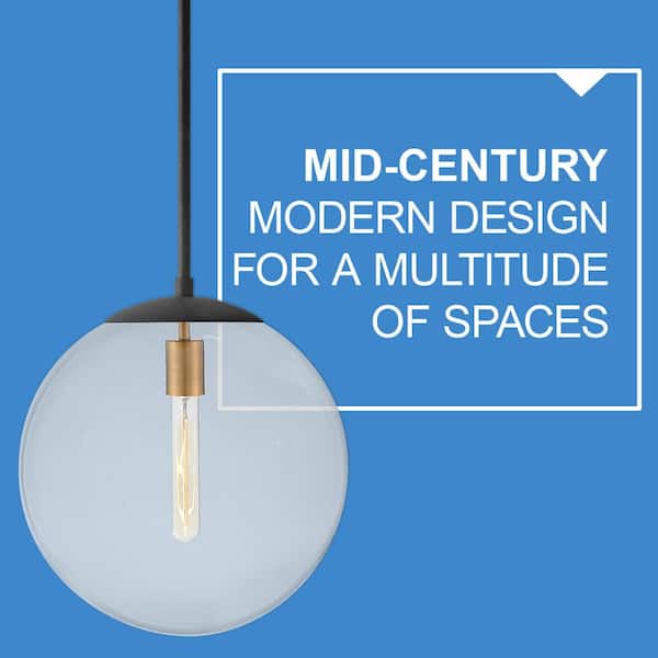 HINKLEY - Warby 1-Light Aged Zinc Black Globe Pendant Light