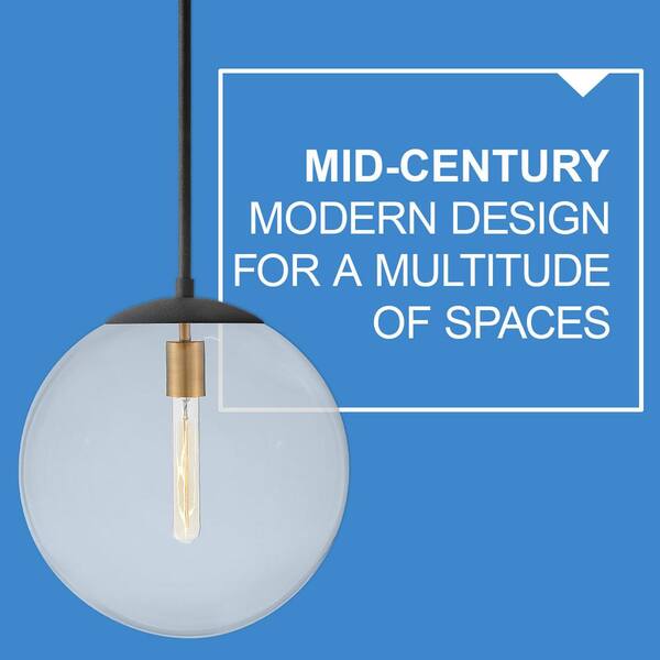 HINKLEY - Warby 1-Light Aged Zinc Black Globe Pendant Light