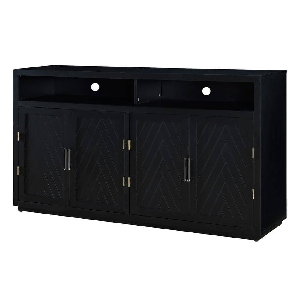 Harper & Bright Designs Black Classic 4-Door Wood 60 in. Sideboard with ...