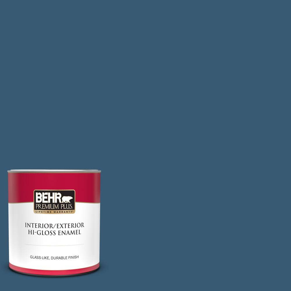 BEHR PREMIUM PLUS 1 qt. #S490-7 Superior Blue Hi-Gloss Enamel  Interior/Exterior Paint 830004 - The Home Depot