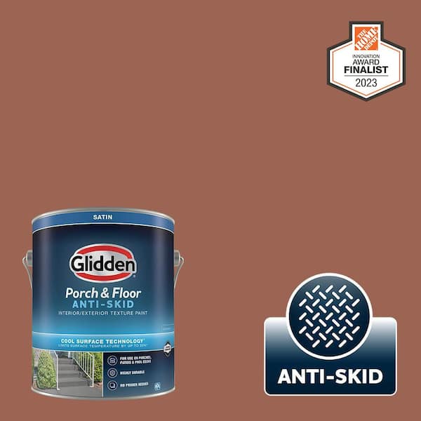 Glidden Porch and Floor 1 gal. PPG1067-6 Warm Up Satin Interior/Exterior Anti-Skid Porch and Floor Paint with Cool Surface Technology