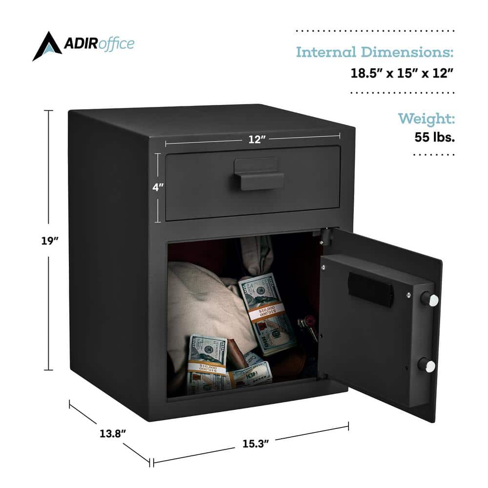 AdirOffice Black 1.1 Cu. Ft. Steel Digital Depository Safe with Keypad