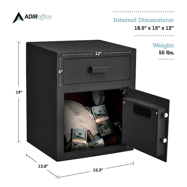 1.1 cu. ft. Steel Digital Depository Safe with Digital keypad, Black