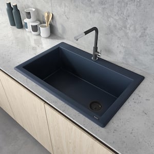 epiGranite Catalina Blue Granite Composite 33 in. x 22 in. Single Bowl Drop-In Kitchen Sink