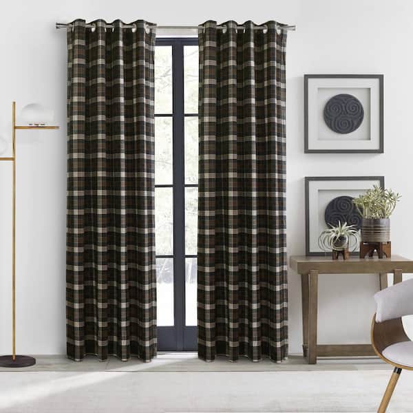 THERMALOGIC MacDonald Caramel 52 in. W x 84 in. L Grommet Room Darkening Curtain Panel