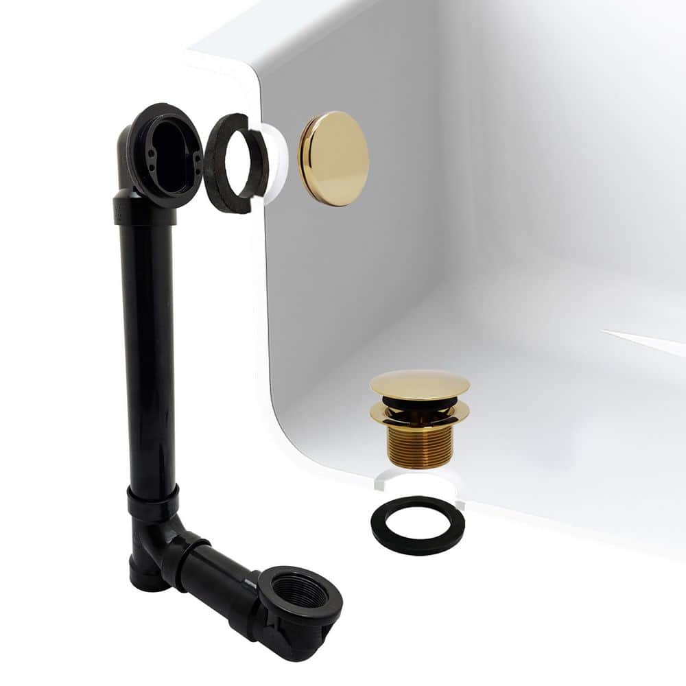 12 in. & 4 in. Bath Waste & Overflow with Tip-Toe Drain Plug and Illusionary Cover - Sch. 40 ABS Pipe, Polished Brass price history on PriceWatchPro