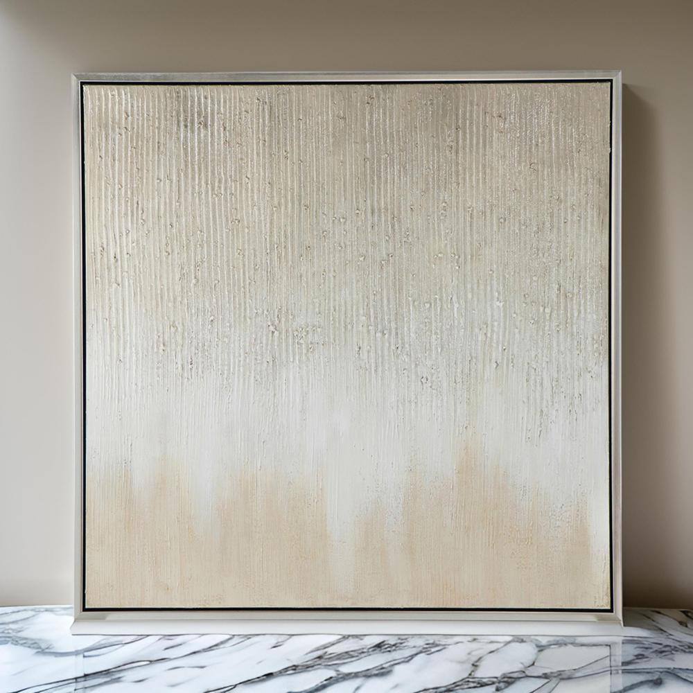 Large White and Gold Abstract Canvas Wall Art