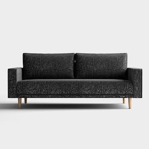 Megan 82.5 in. Straight Arm Boucle Polyester Fabric Modern Rectangle Pocket Coil Cushion Sofa In Black
