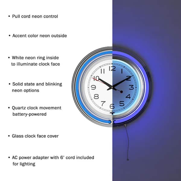 Vintage enhance 14.5 in outlets blue neon wall clock