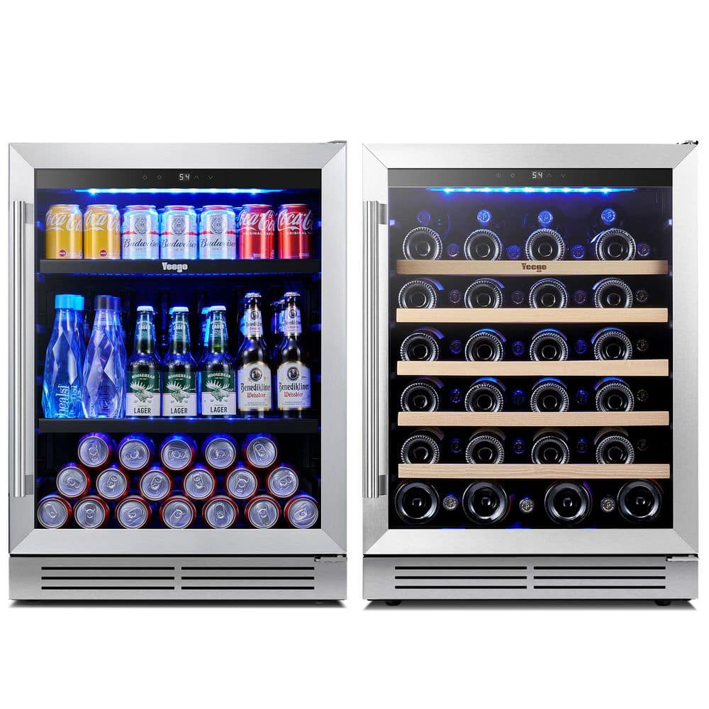 Yeego 48 in. Dual Zone 52-Wine Bottles 140-Cans Beverage and Wine ...
