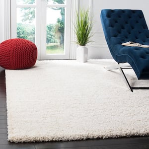 Milan Shag 5 ft. x 5 ft. Ivory Square Solid Area Rug