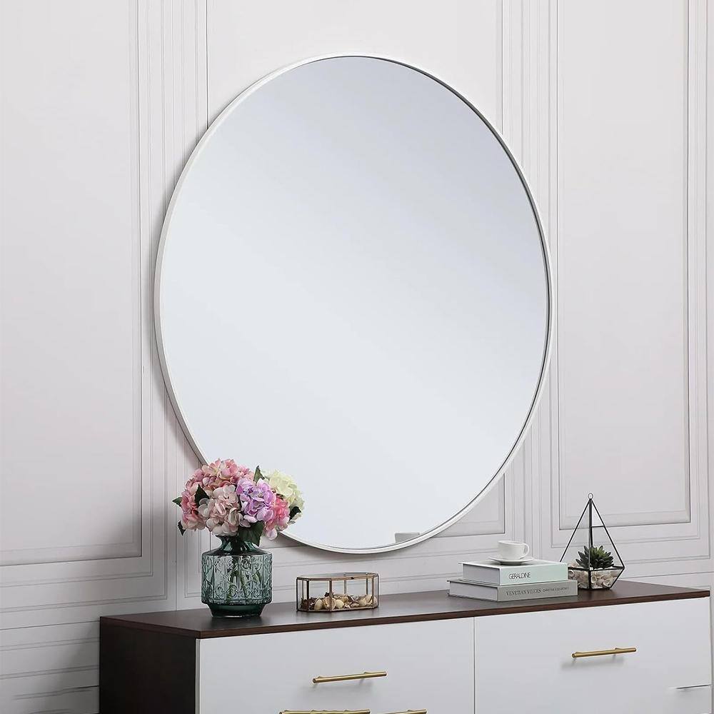 36 in. W x 36 in. H Medium Round Aluminium Framed Wall Bathroom Vanity Mirror in Silver price history on PriceWatchPro