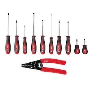 Screwdriver Set with 10-18 AWG Comfort Grip Wire Stripper and Cutter (11-Piece)