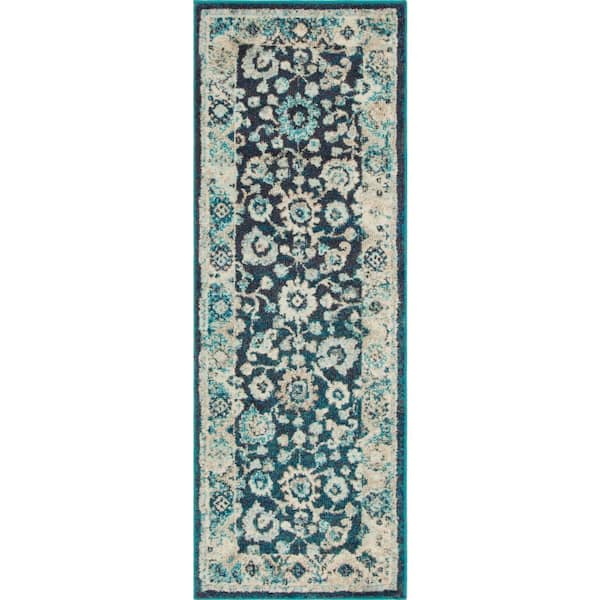 Penrose Krystle Navy Blue 2 ft. 2 in. x 6 ft. Runner Rug