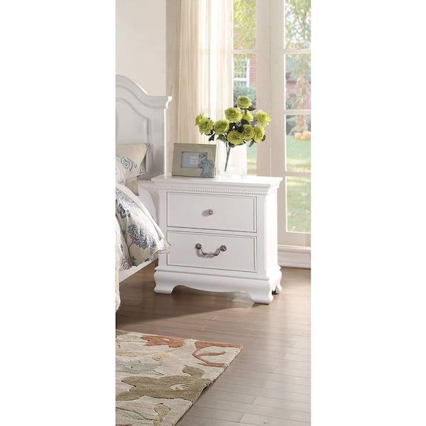 HOME IMPORTS EMPORIUM White 2 Drawer 15.5 in. W Nightstand with Sturdy Hardware and Ample Storage
