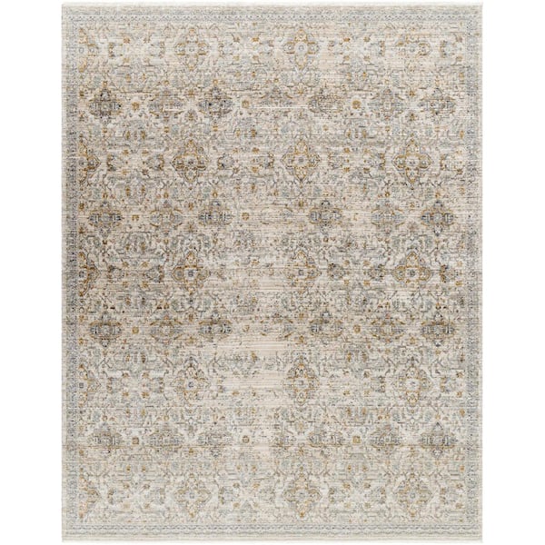Livabliss Becki Owens Margaret 7 ft. 10 in. ft. x 10 ft. Gray Damask Washable Indoor/Outdoor Area Rug