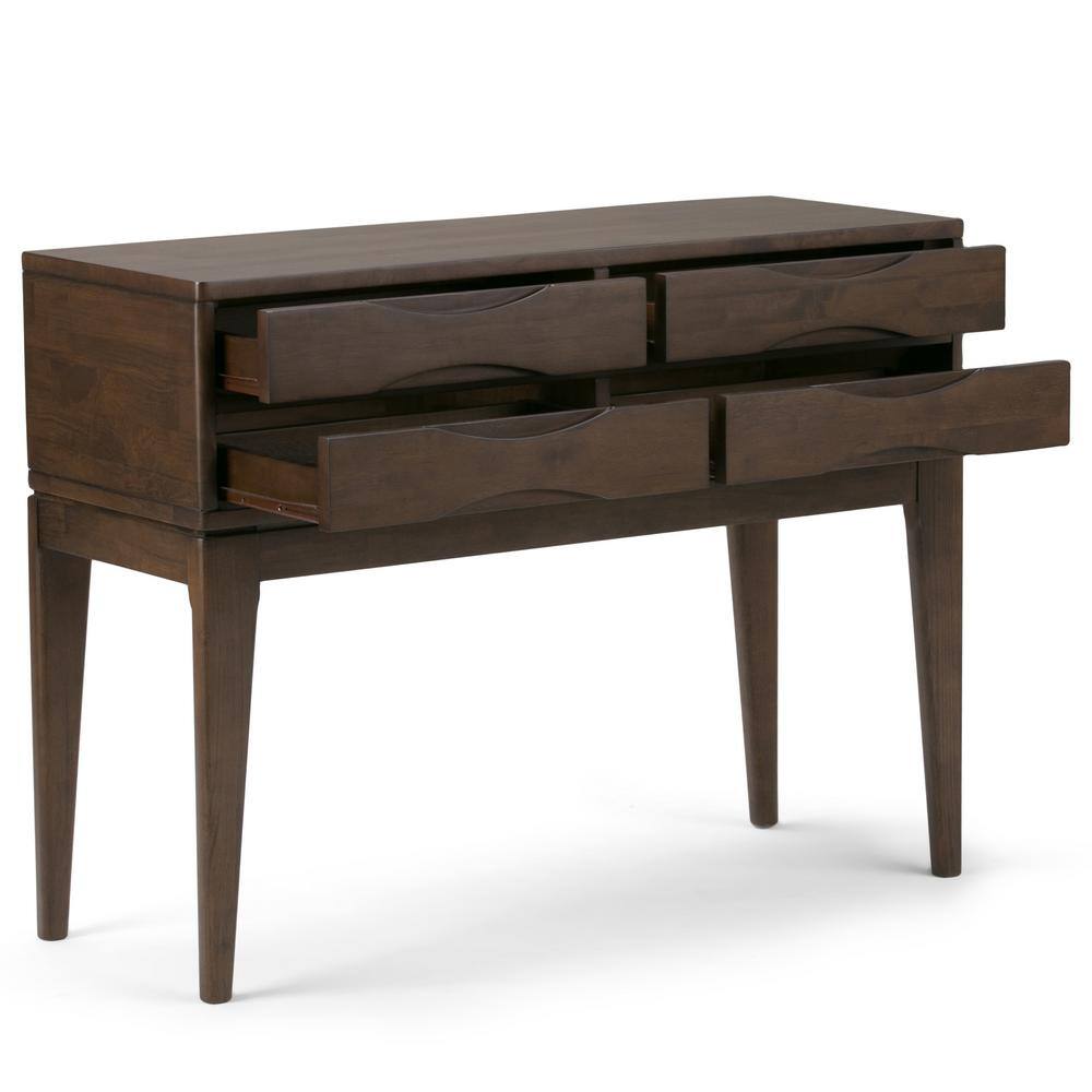 Harper 40" Walnut Brown Solid Wood Hallway Console Table with Storage