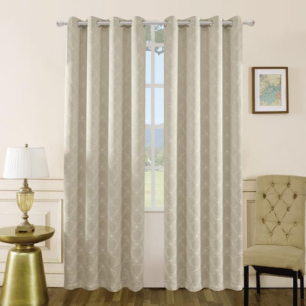 Lyndale Decor Sand Geometric Thermal Blackout Curtain - 50 in. W x 84 in. L