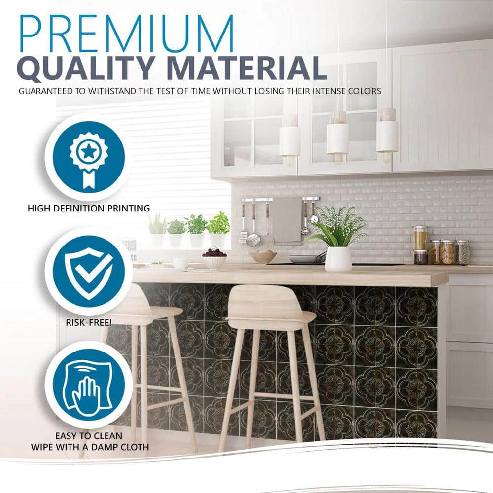12x12 Black and Gray Vinyl Peel and Stick Mosaic Tile