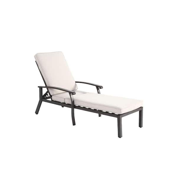 Aluminum Outdoor Chaise Lounge Chair with Beige Cushion