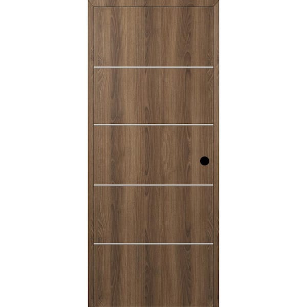 Belldinni Optima 4H DIY-Friendly 28 in. x 80 in. Left-Hand Solid Core Pecan Nutwood Composite Single Prehung Interior Door