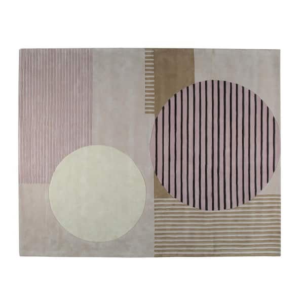 Pink 7 ft. 9 in. x 9 ft. 9 in. Hand-Tufted Wool Contemporary Modern Rug Area Rug