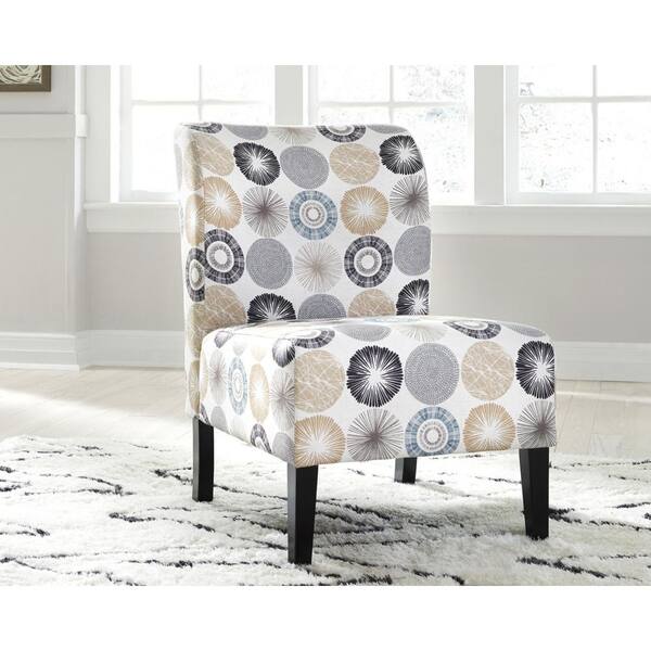 Signature DESIGN BY ASHLEY Triptis Gray/Tan Polyester Side Chair with Floral Pattern