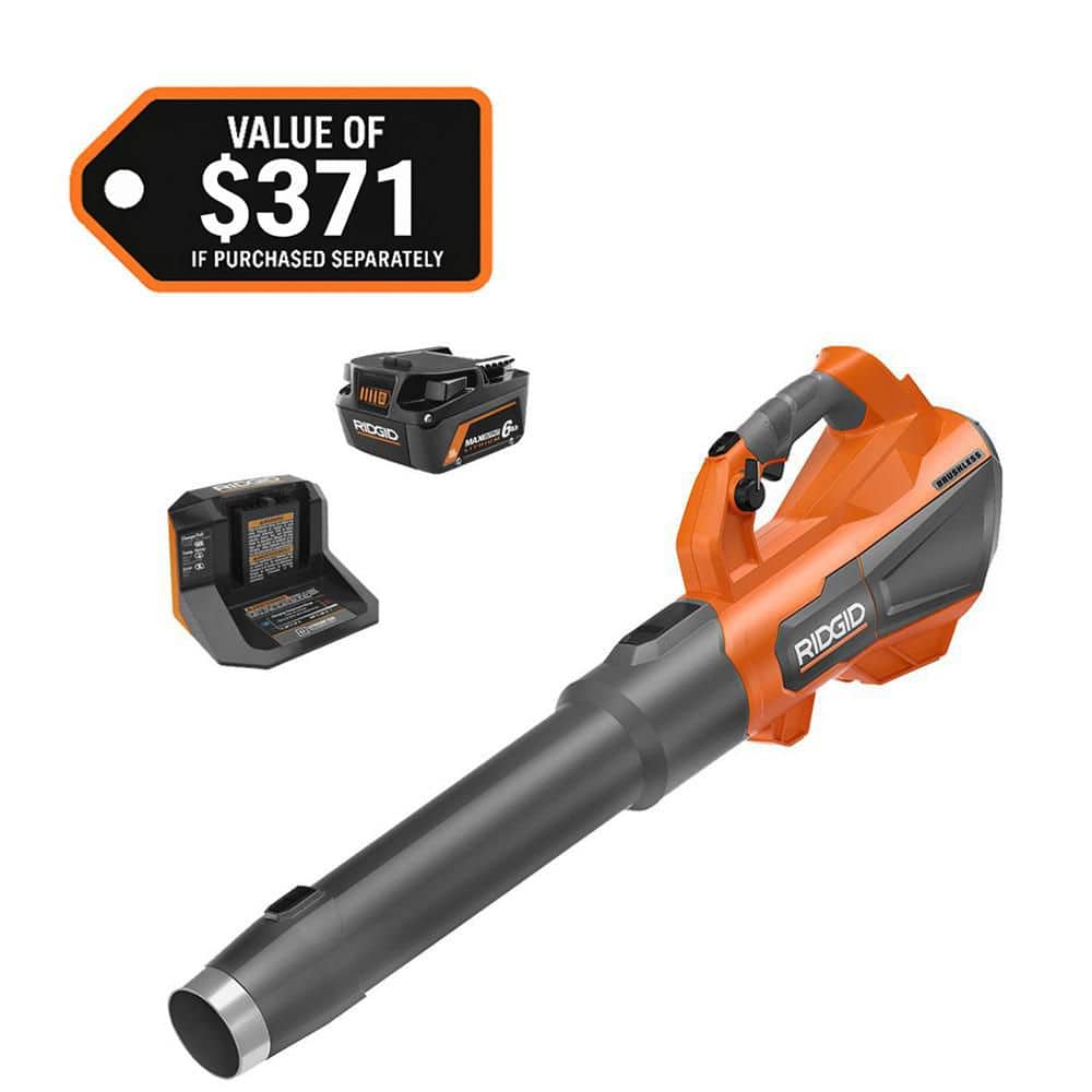 18V Brushless 130 MPH 510 CFM Cordless Battery Leaf Blower with 6.0 Ah MAX Output Battery and Charger