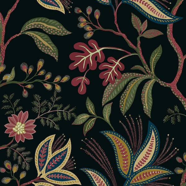 Ebony Forest Flourish Vinyl Peel and Stick Wallpaper Roll (40.5 sq. ft.)