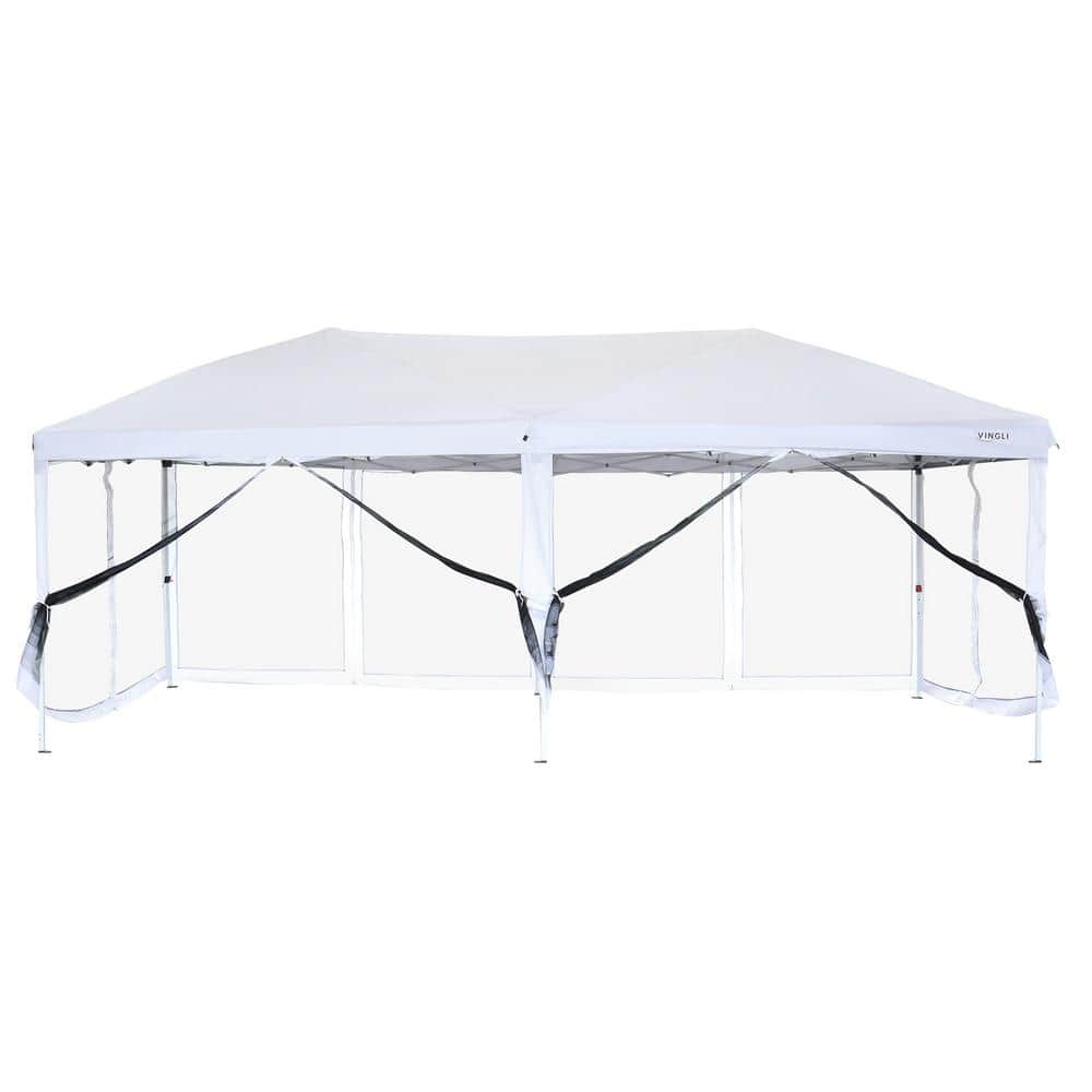 10 ft. x 20 ft. Easy Pop Up Canopy Tent with 6 Removable Zippered Mesh Sidewalls and Portable Wheeled Carrying Bag price history on PriceWatchPro